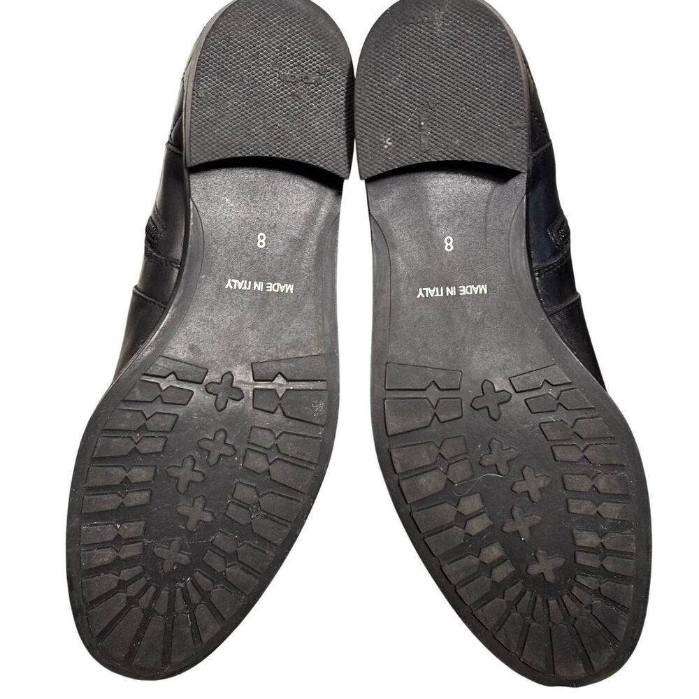 Aquatalia Oralie Equestrian Knee High Boot 8 Black Leather Side Zip Quilted - Picture 9 of 15